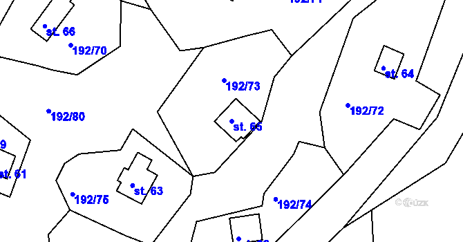 Parcela st. 65 v KÚ Mradice, Katastrální mapa