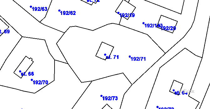 Parcela st. 71 v KÚ Mradice, Katastrální mapa