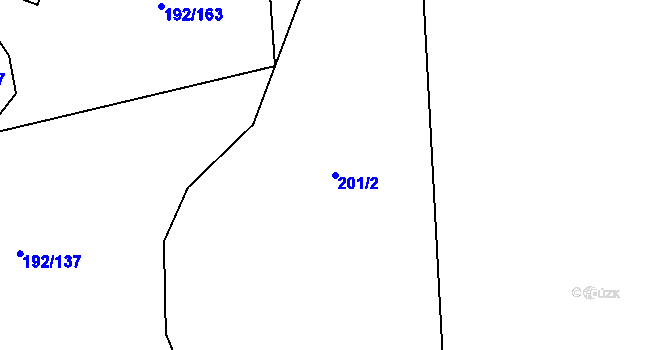 Parcela st. 201/2 v KÚ Mradice, Katastrální mapa