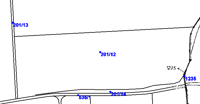 Parcela st. 201/12 v KÚ Mradice, Katastrální mapa