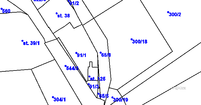 Parcela st. 65/8 v KÚ Mradice, Katastrální mapa