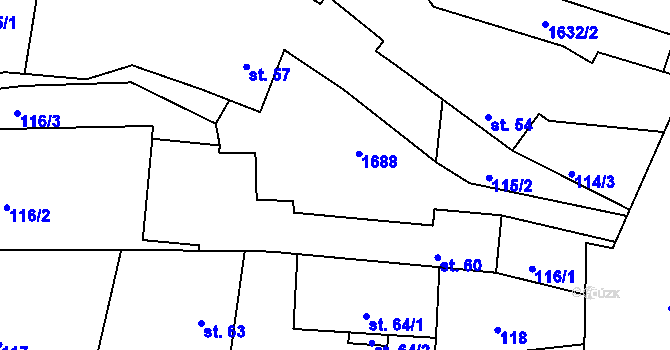 Parcela st. 59 v KÚ Mrákotín u Skutče, Katastrální mapa