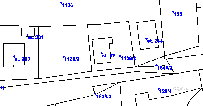 Parcela st. 62 v KÚ Mrákotín u Skutče, Katastrální mapa