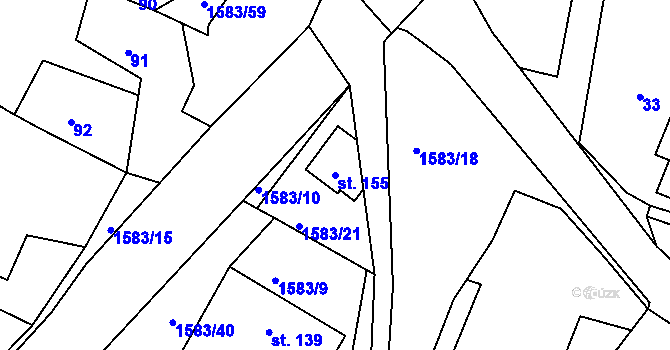 Parcela st. 155 v KÚ Mrákotín u Skutče, Katastrální mapa