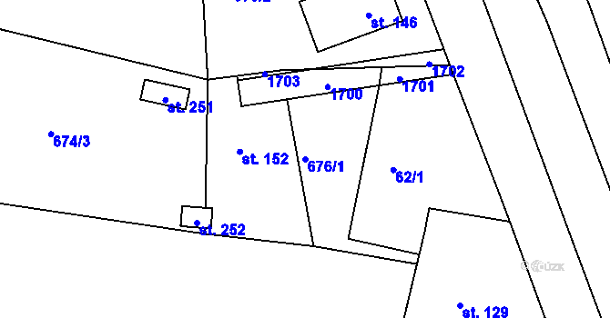 Parcela st. 676/1 v KÚ Mrákotín u Skutče, Katastrální mapa