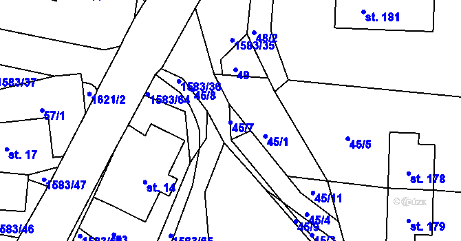 Parcela st. 45/7 v KÚ Mrákotín u Skutče, Katastrální mapa