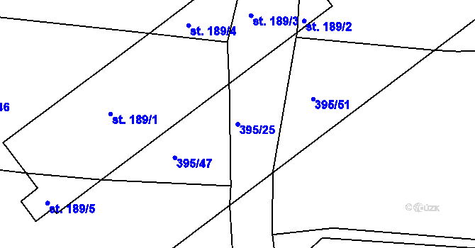 Parcela st. 395/25 v KÚ Mrákotín u Skutče, Katastrální mapa