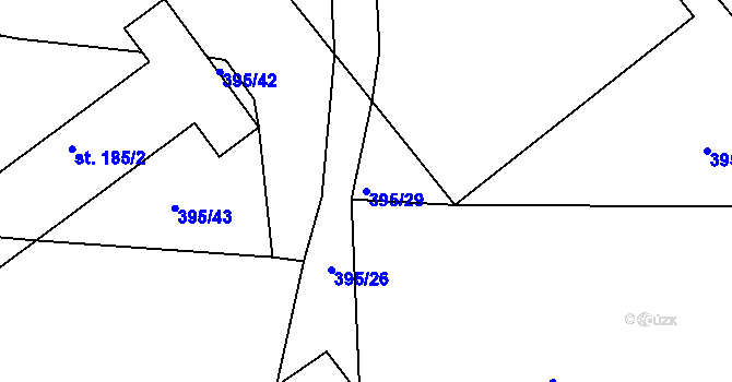Parcela st. 395/29 v KÚ Mrákotín u Skutče, Katastrální mapa
