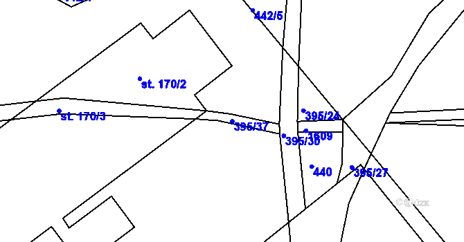Parcela st. 395/37 v KÚ Mrákotín u Skutče, Katastrální mapa