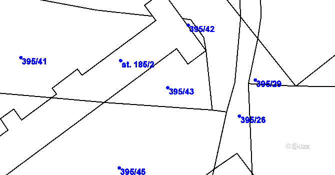 Parcela st. 395/43 v KÚ Mrákotín u Skutče, Katastrální mapa