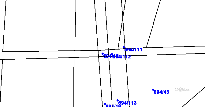 Parcela st. 694/18 v KÚ Mrákotín u Skutče, Katastrální mapa
