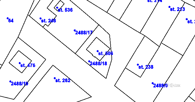Parcela st. 506 v KÚ Mrákotín u Telče, Katastrální mapa