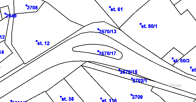 Parcela st. 2570/17 v KÚ Mrákotín u Telče, Katastrální mapa