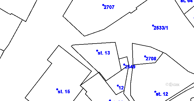Parcela st. 13 v KÚ Mrákotín u Telče, Katastrální mapa
