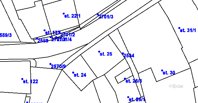 Parcela st. 25 v KÚ Mrákotín u Telče, Katastrální mapa