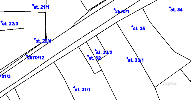Parcela st. 33/2 v KÚ Mrákotín u Telče, Katastrální mapa