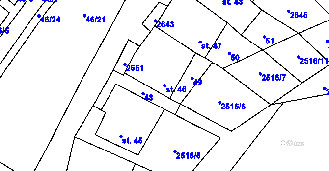 Parcela st. 46 v KÚ Mrákotín u Telče, Katastrální mapa
