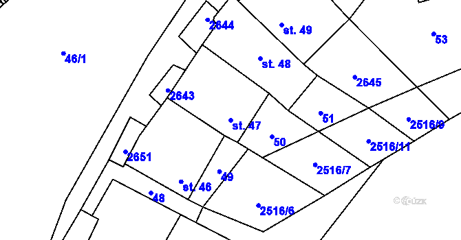 Parcela st. 47 v KÚ Mrákotín u Telče, Katastrální mapa