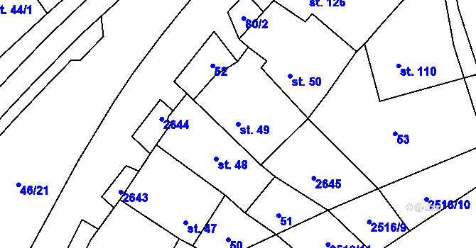 Parcela st. 49 v KÚ Mrákotín u Telče, Katastrální mapa