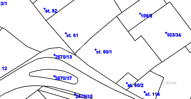 Parcela st. 60/1 v KÚ Mrákotín u Telče, Katastrální mapa