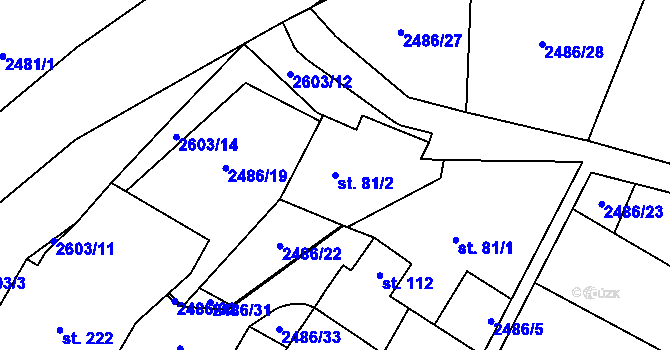 Parcela st. 81/2 v KÚ Mrákotín u Telče, Katastrální mapa