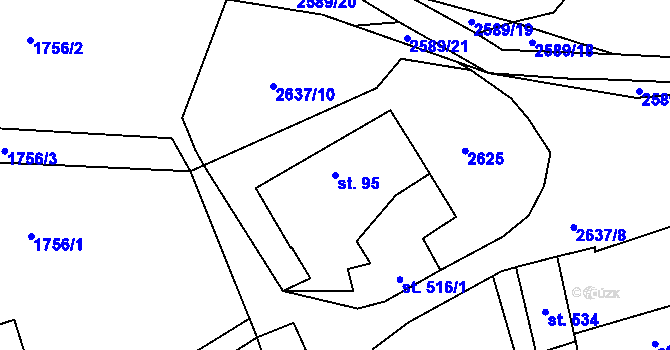 Parcela st. 95 v KÚ Mrákotín u Telče, Katastrální mapa