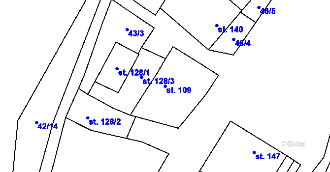 Parcela st. 109 v KÚ Mrákotín u Telče, Katastrální mapa