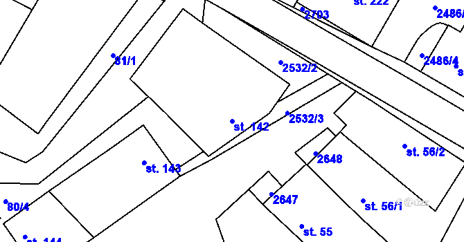 Parcela st. 142 v KÚ Mrákotín u Telče, Katastrální mapa
