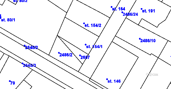 Parcela st. 154/1 v KÚ Mrákotín u Telče, Katastrální mapa