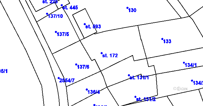 Parcela st. 172 v KÚ Mrákotín u Telče, Katastrální mapa