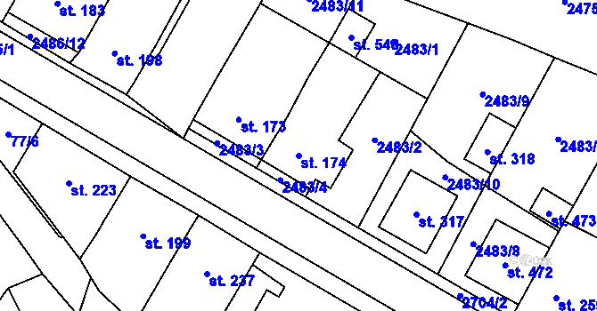 Parcela st. 174 v KÚ Mrákotín u Telče, Katastrální mapa