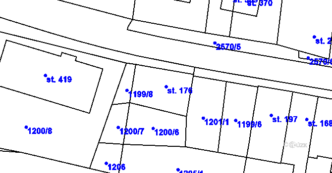Parcela st. 176 v KÚ Mrákotín u Telče, Katastrální mapa