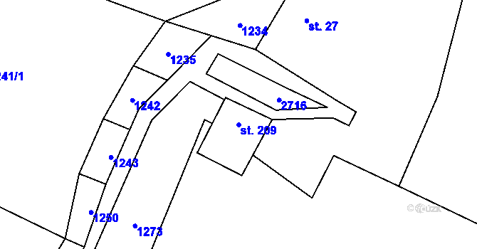 Parcela st. 209 v KÚ Mrákotín u Telče, Katastrální mapa