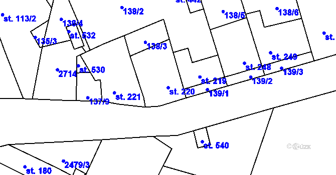 Parcela st. 220 v KÚ Mrákotín u Telče, Katastrální mapa