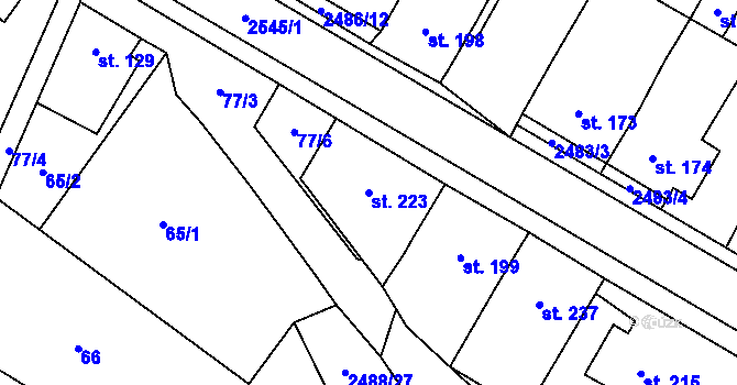 Parcela st. 223 v KÚ Mrákotín u Telče, Katastrální mapa