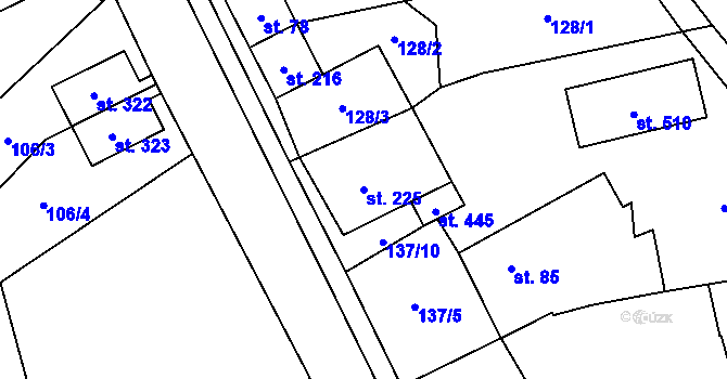 Parcela st. 225 v KÚ Mrákotín u Telče, Katastrální mapa