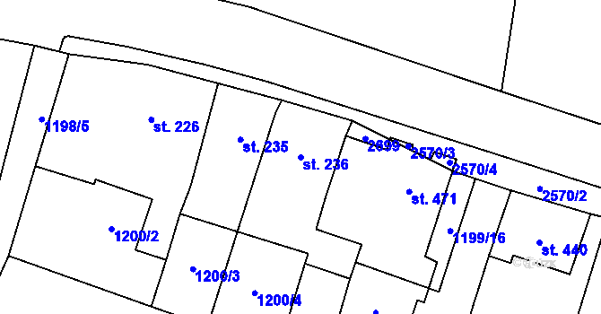 Parcela st. 236 v KÚ Mrákotín u Telče, Katastrální mapa