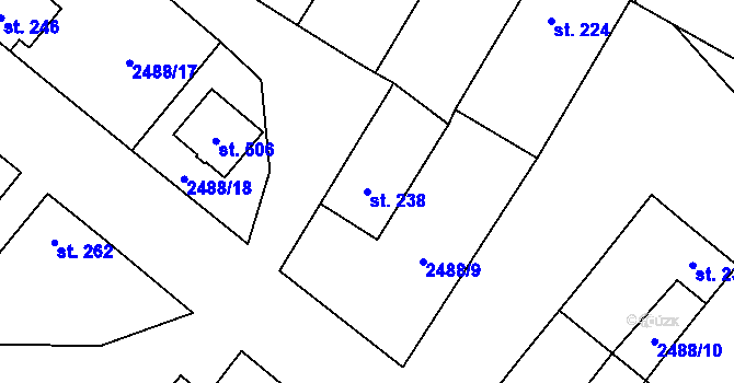 Parcela st. 238 v KÚ Mrákotín u Telče, Katastrální mapa