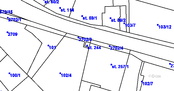 Parcela st. 244 v KÚ Mrákotín u Telče, Katastrální mapa