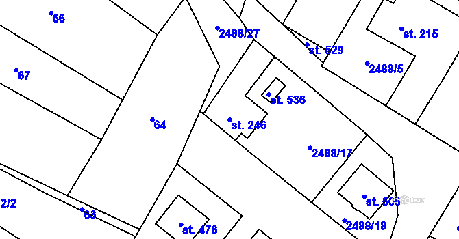 Parcela st. 246 v KÚ Mrákotín u Telče, Katastrální mapa