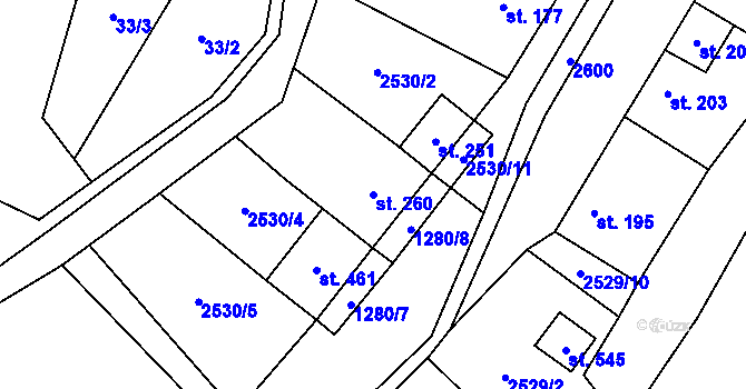 Parcela st. 260 v KÚ Mrákotín u Telče, Katastrální mapa