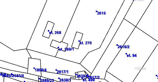 Parcela st. 270 v KÚ Mrákotín u Telče, Katastrální mapa