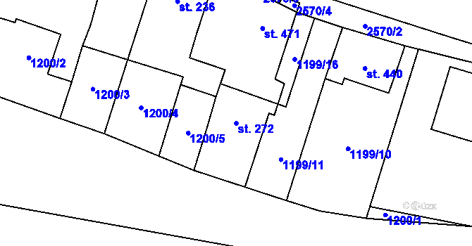 Parcela st. 272 v KÚ Mrákotín u Telče, Katastrální mapa