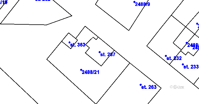Parcela st. 287 v KÚ Mrákotín u Telče, Katastrální mapa