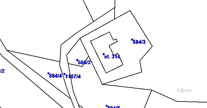 Parcela st. 314 v KÚ Mrákotín u Telče, Katastrální mapa