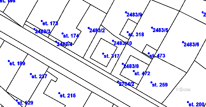 Parcela st. 317 v KÚ Mrákotín u Telče, Katastrální mapa