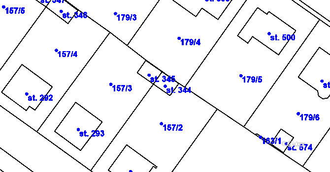 Parcela st. 344 v KÚ Mrákotín u Telče, Katastrální mapa