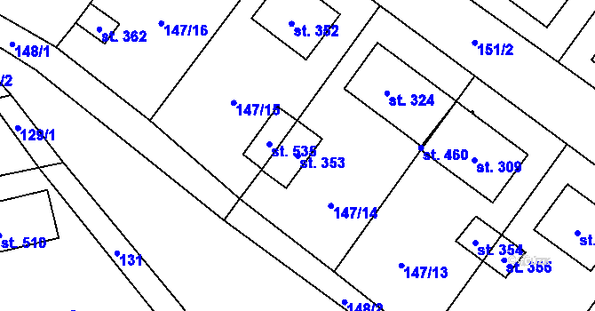 Parcela st. 353 v KÚ Mrákotín u Telče, Katastrální mapa