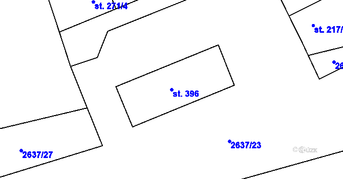 Parcela st. 396 v KÚ Mrákotín u Telče, Katastrální mapa
