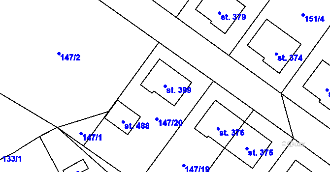 Parcela st. 399 v KÚ Mrákotín u Telče, Katastrální mapa